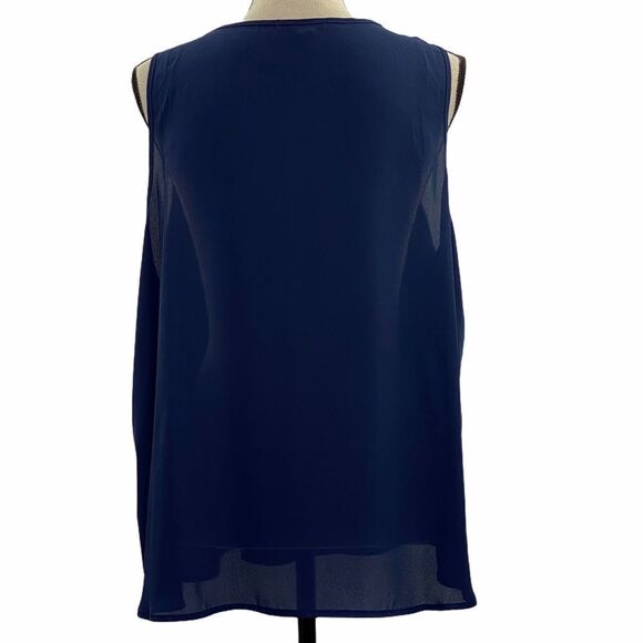 AMBIANCE Sleeveless Quarter Zip Blue Blouse 2XL - Picture 3 of 11